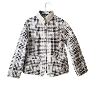Jane Ashley Quilted Reversible Coat Plaid/White Size S